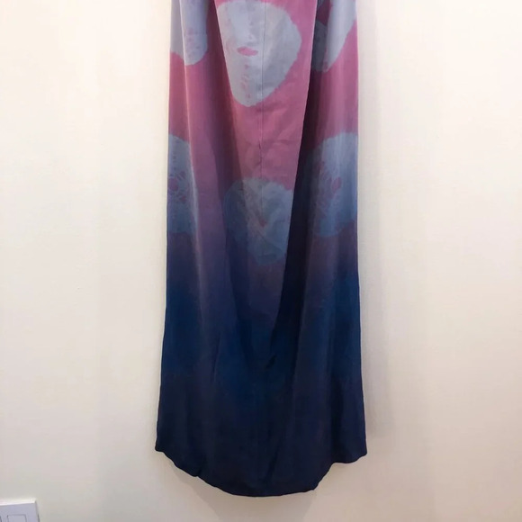 Gypsy 05 100% Silk Pink Purple Ombre Tie Dye Pattern Adjustable Halter Dress S - Picture 4 of 13